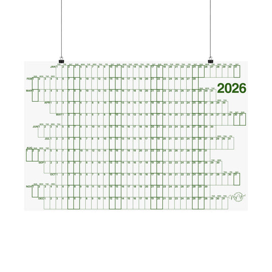 2026 Forest Green with Outlined Weekends