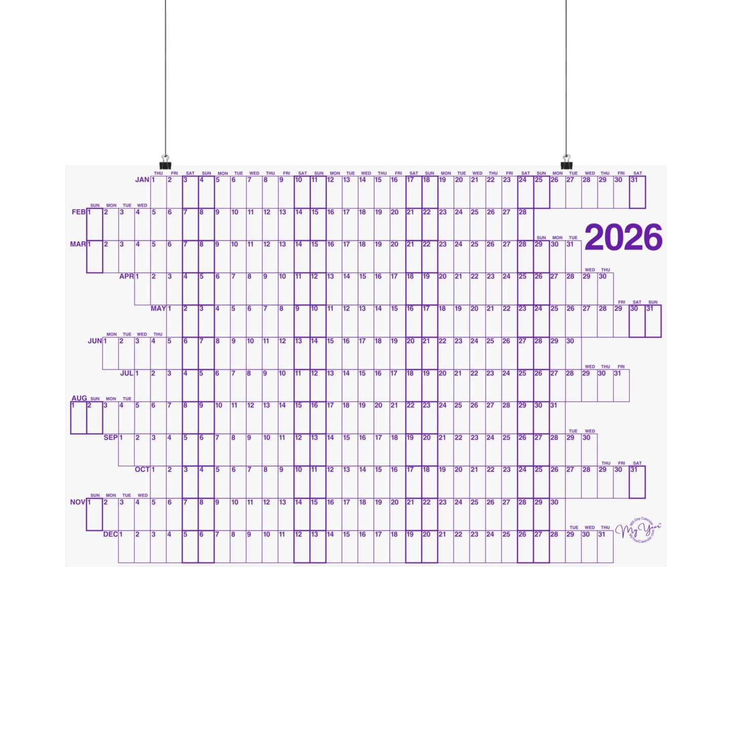 2026 Velvet Purple with Outlined Weekends