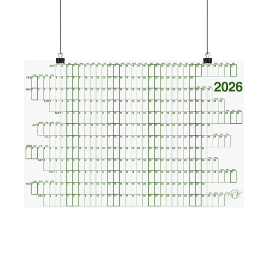 2026 Forest Green with Outlined Weekends