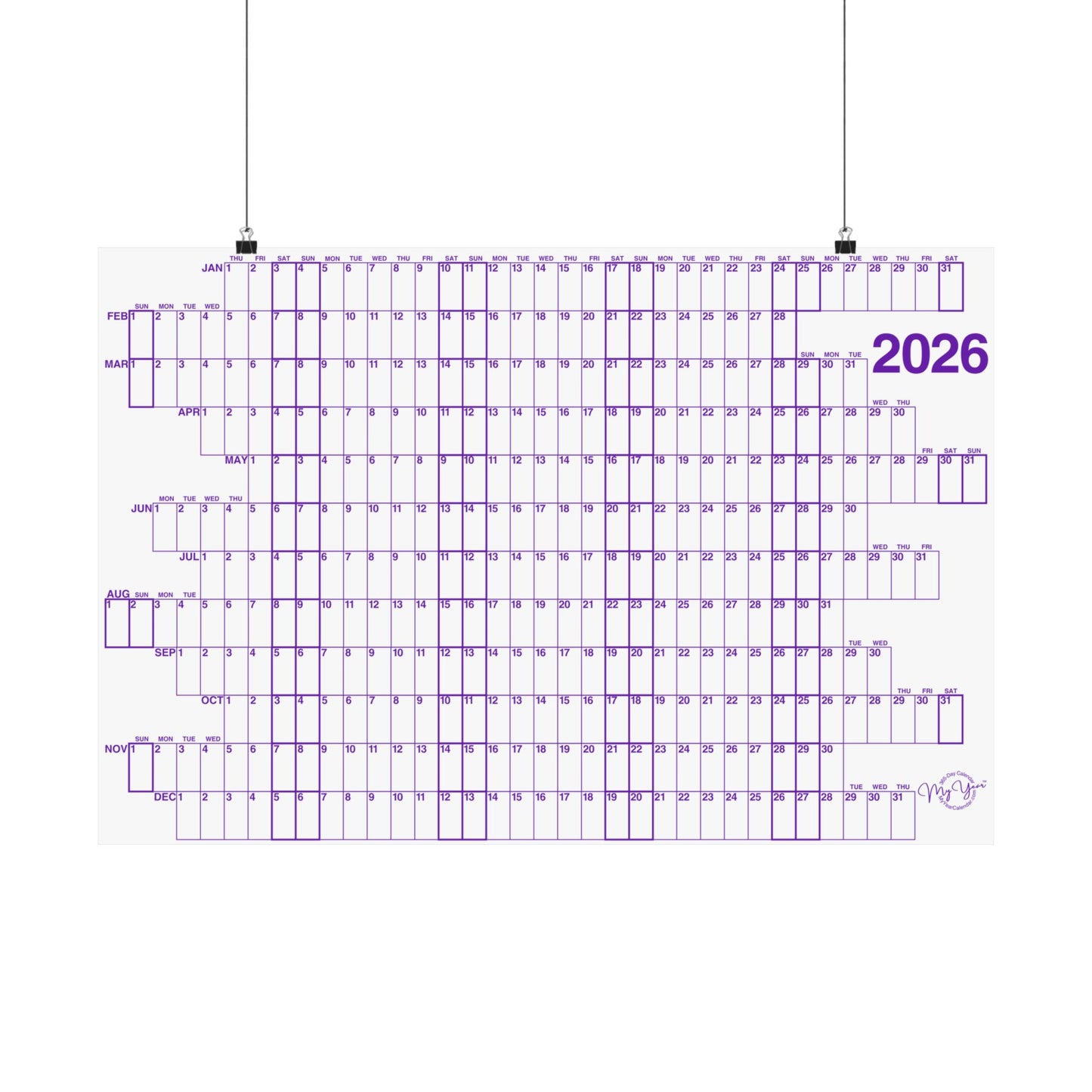 2026 Velvet Purple with Outlined Weekends