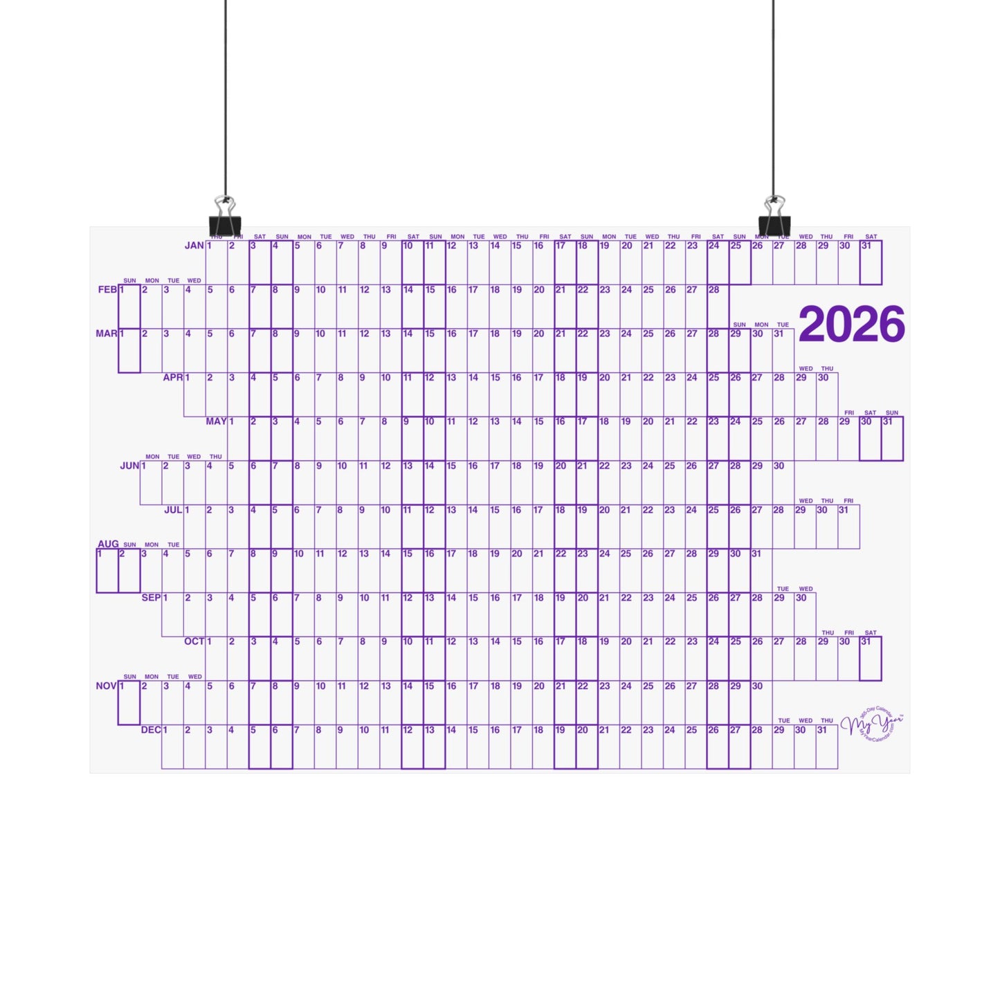 2026 Velvet Purple with Outlined Weekends